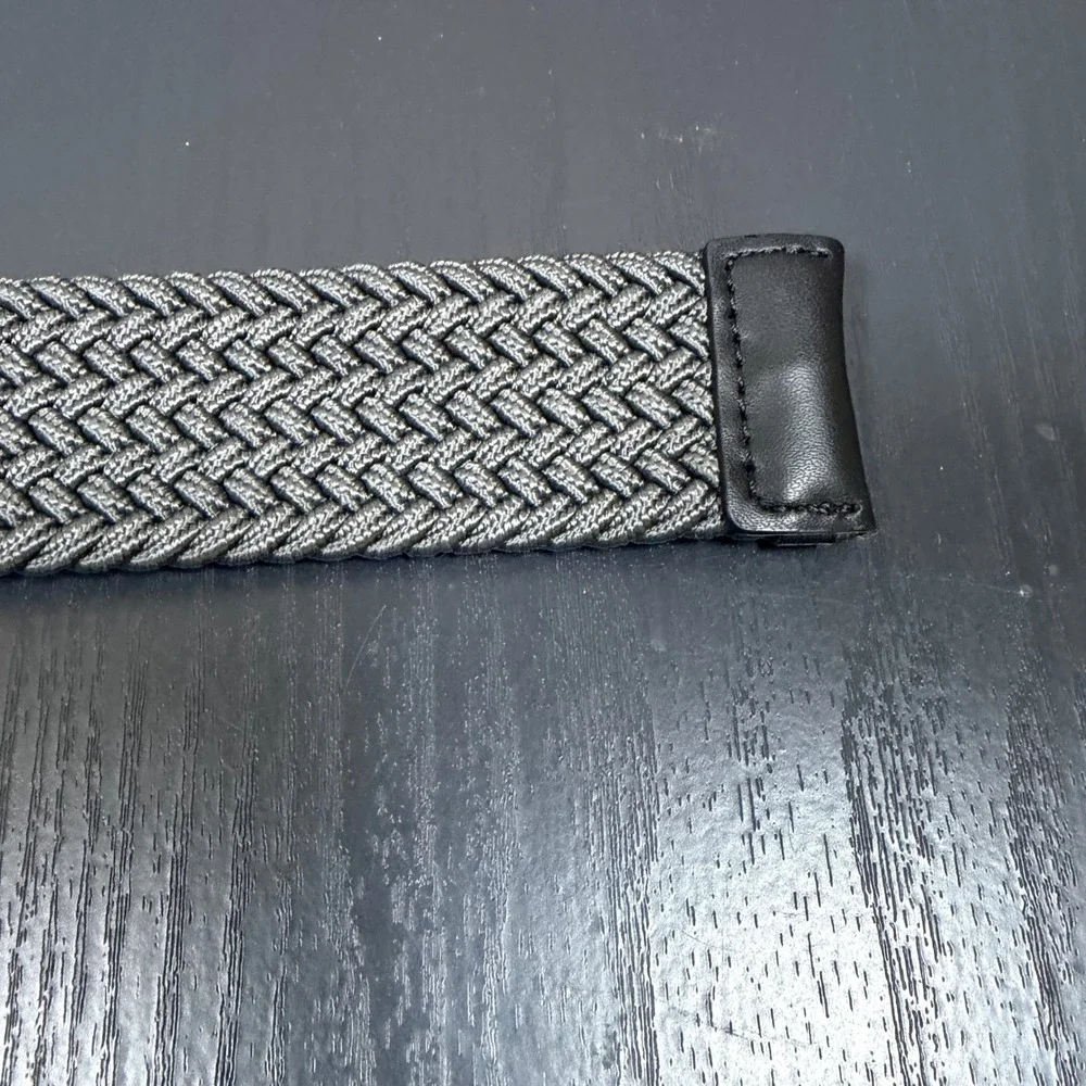 Nike Mens Woven Stretch Belt Gray Braided Golf Athletic Swoosh Logo Buckle w-38